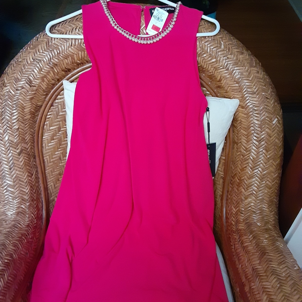 Karl Lagerfeld Magenta High Low Dress NWT